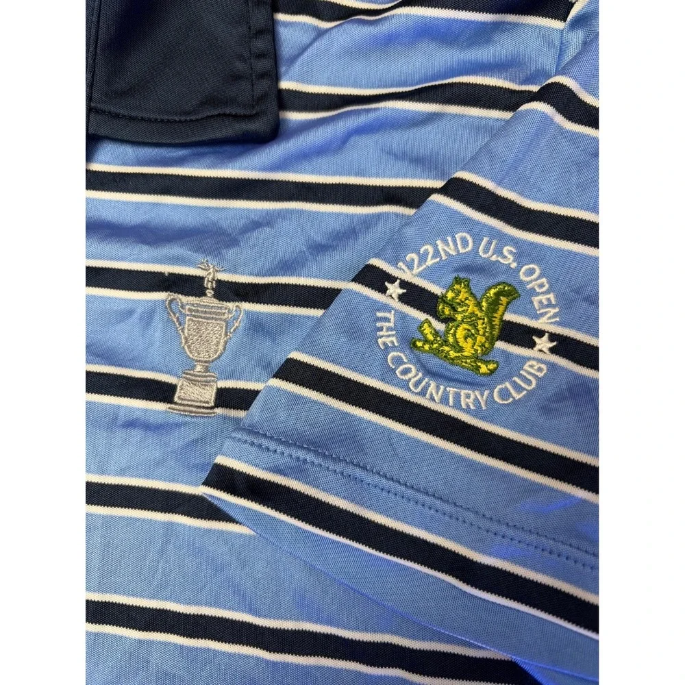 Polo Ralph Lauren Golf Shirt Mens XL Blue Striped 122nd US Open The Country Club